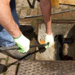 Urgent work under way at an external chamber. Image sourced from the Quick Clear Drainage website.